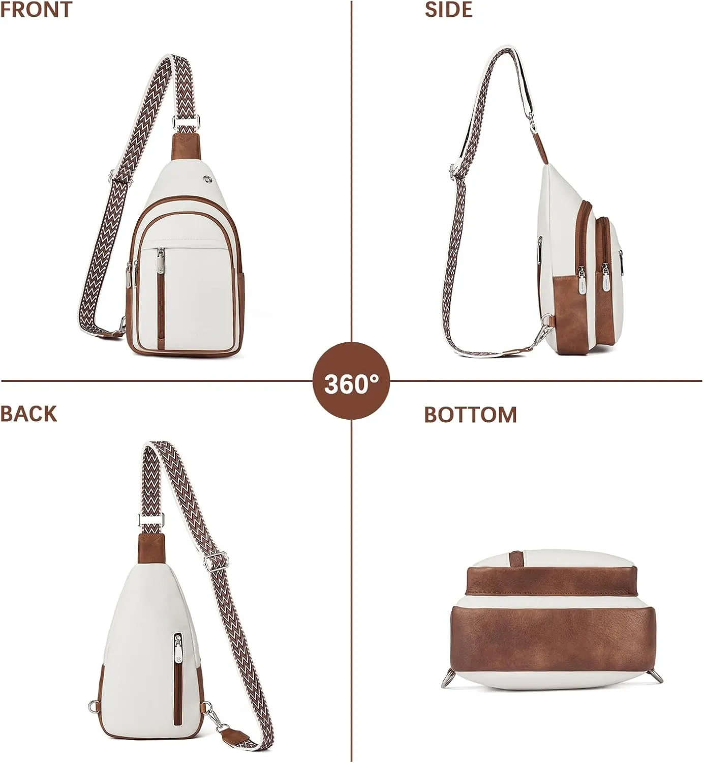 BOSTANTEN Sling Bag Cross Body Bag Trendy Leather Crossbody Purse Chest Bag with Adjustable Guitar Strap for Travel