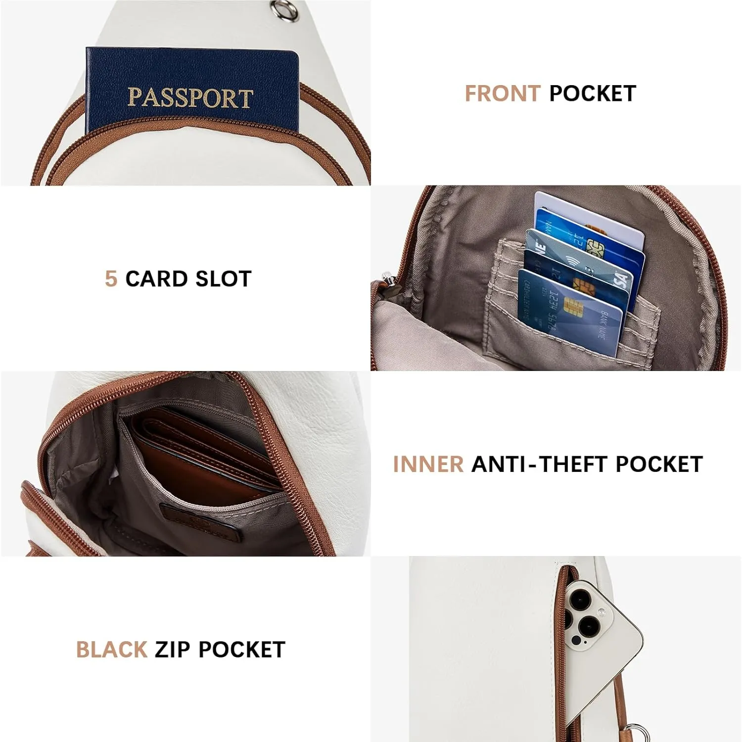 BOSTANTEN Sling Bag Cross Body Bag Trendy Leather Crossbody Purse Chest Bag with Adjustable Guitar Strap for Travel