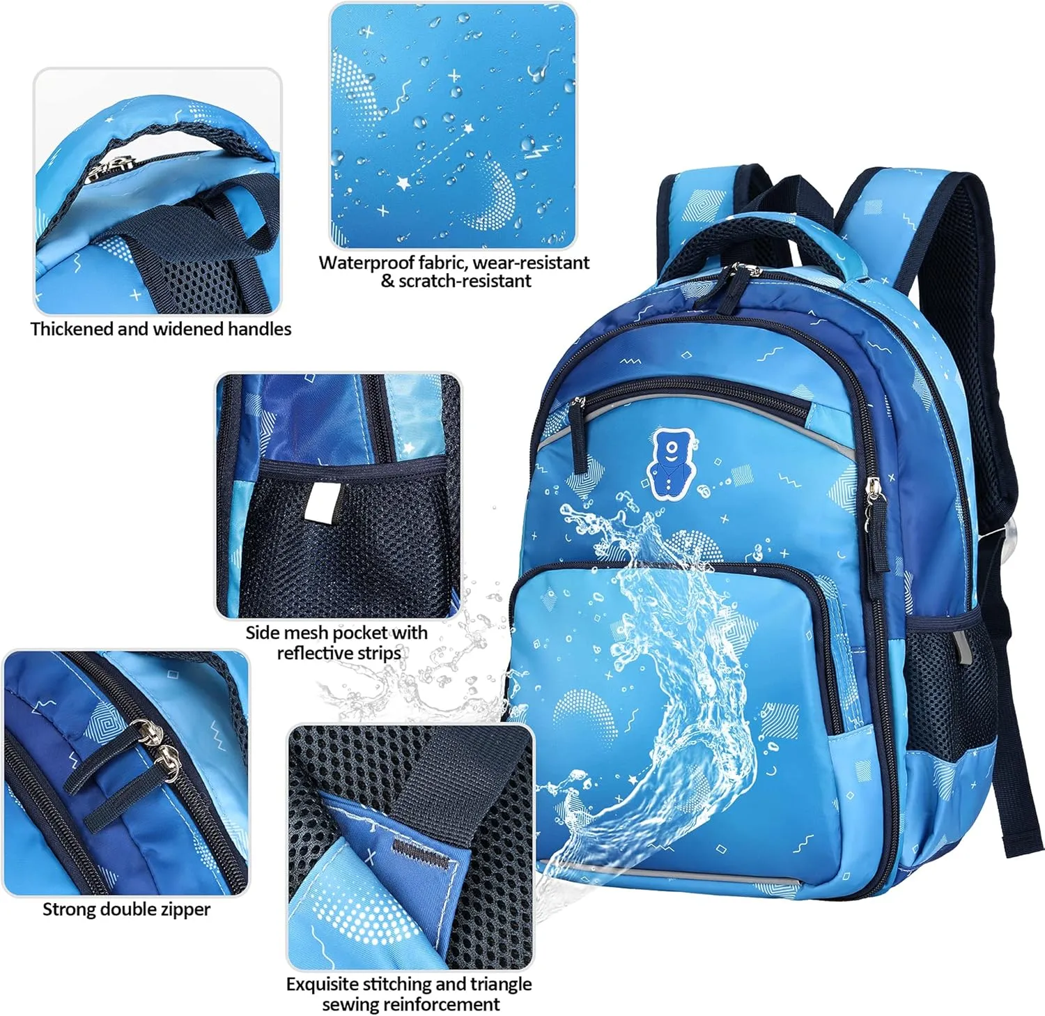 Boy's School Backpack, 15" LightWeight Water-Resistant Children Backpack for Primary School, Fit for Age from 4 to10 Years(BPK15C)