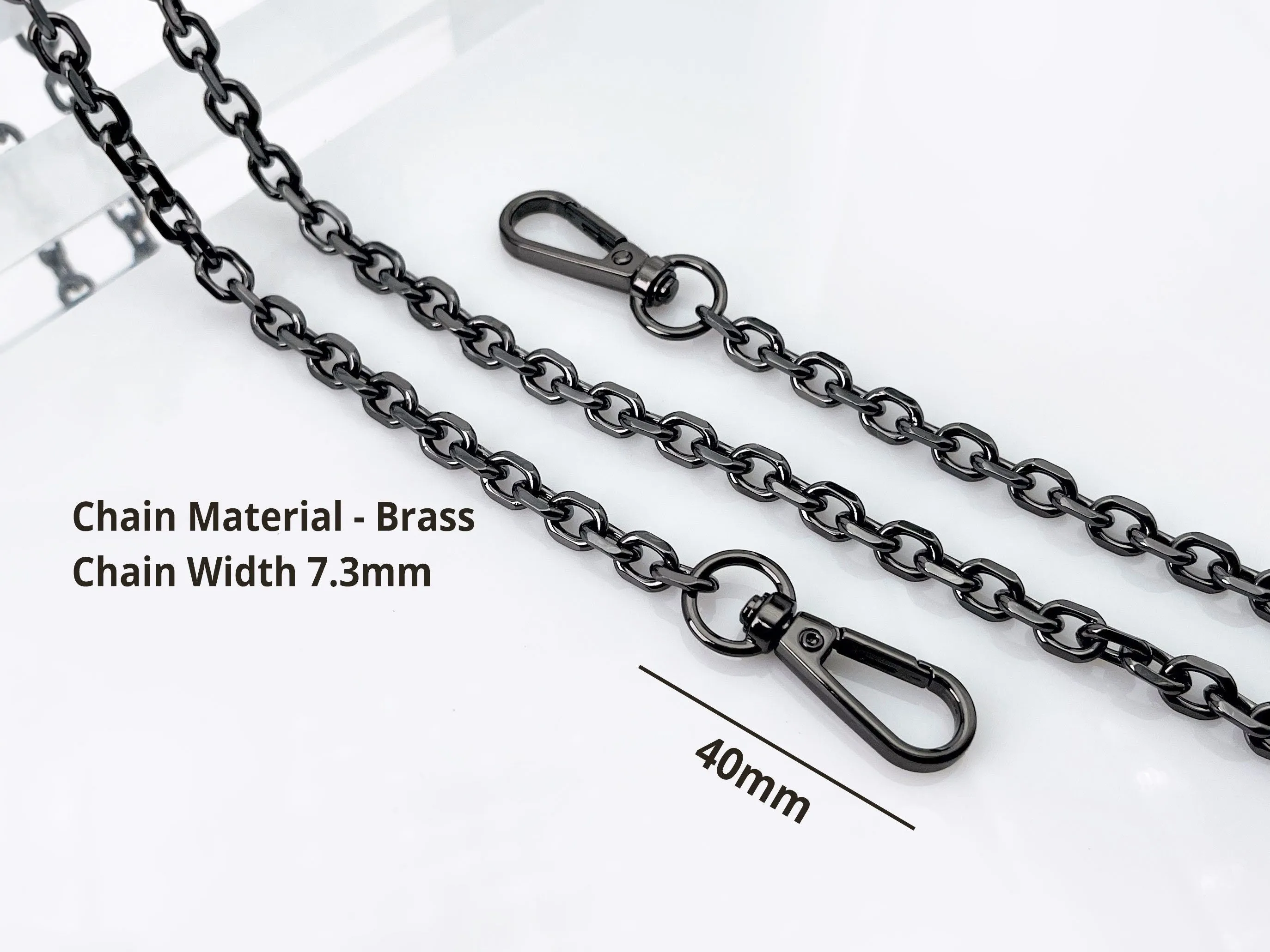Brass Gun Metal Purse Chain Strap Black Chain 90cm to 130cm