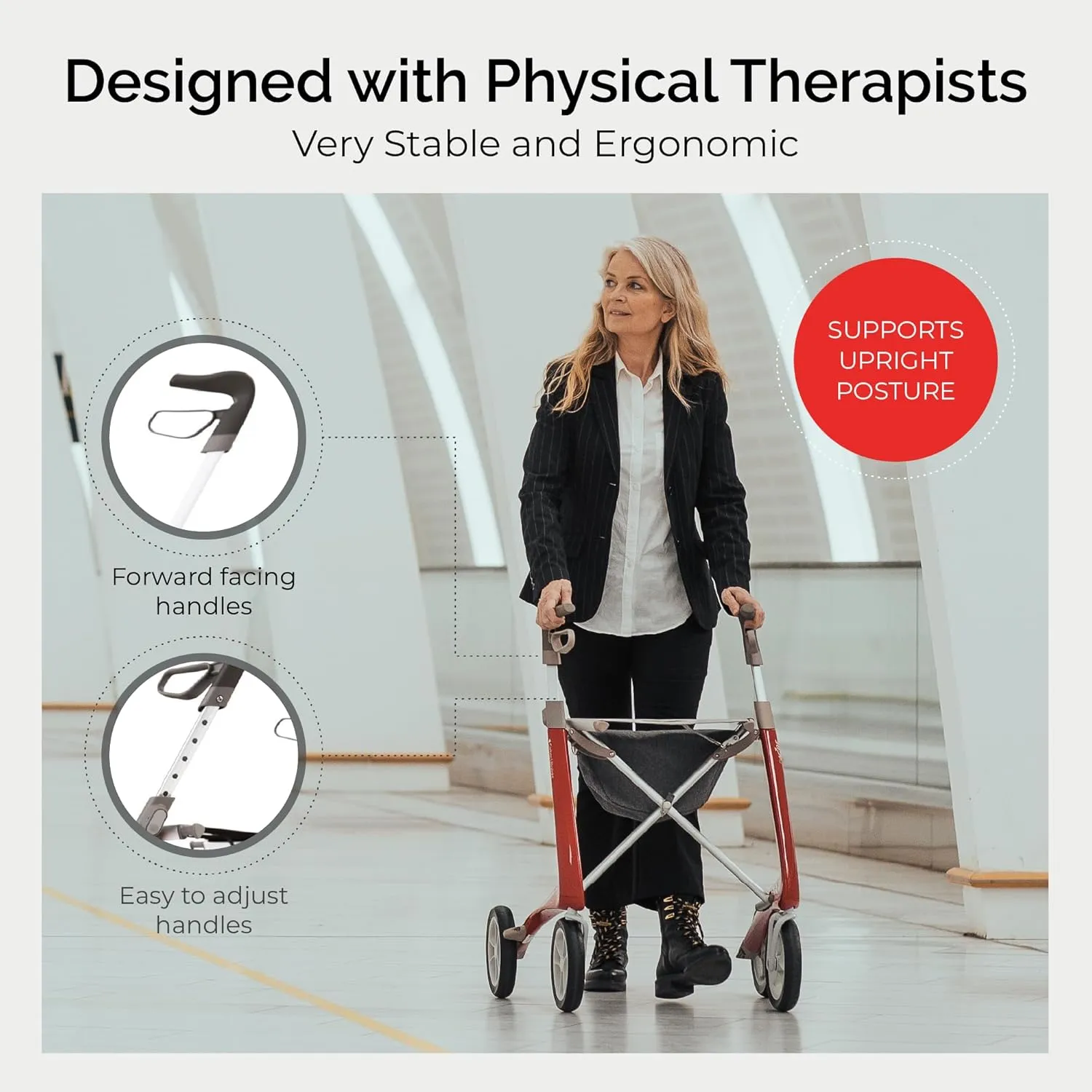 byACRE Carbon Ultralight Rollator Walker - World's Lightest Carbon Rollator - Only 10.6 lbs | Indoor and Outdoor Use | Foldable with seat and Easy to Travel with (Morning Blue, Compact Track)