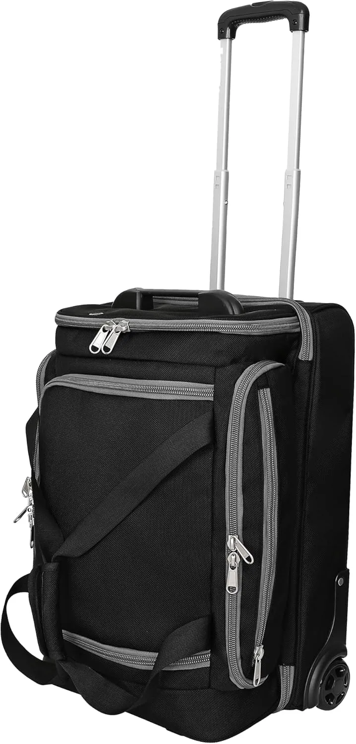 CADDYDADDY First Class Carry-on Duffel Bag for Men & Women, Golf Travel Bag, Skate Wheels, Telescoping Handle, Ballistic Nylon, 2 Adjustable Luggage Straps Shoe Pocket 2 Year Full Replacement Coverage