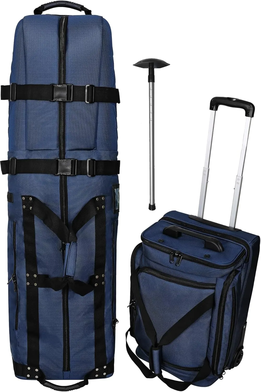 CaddyDaddy First Class Travel Set | 1000D Ballistic Nylon Golf Travel Bag and Wheeled Carry-On Luggage with Telescopic Handle and Adjustable Straps for Caravan Transport-2 Year Replacement Coverage.