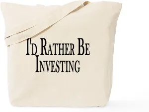CafePress Rather Be Investing Tote Bag Reusable Natural Beige Canvas Shopping Bag