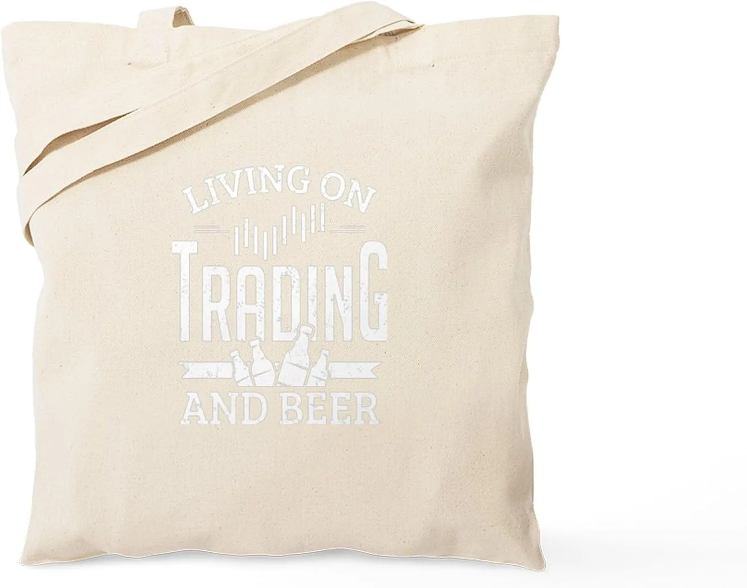 CafePress Stock Market Trader Living On Trad Reusable Natural Beige Canvas Shopping Bag