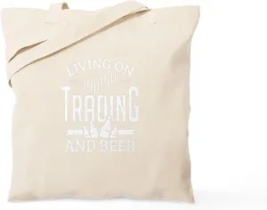 CafePress Stock Market Trader Living On Trad Reusable Natural Beige Canvas Shopping Bag