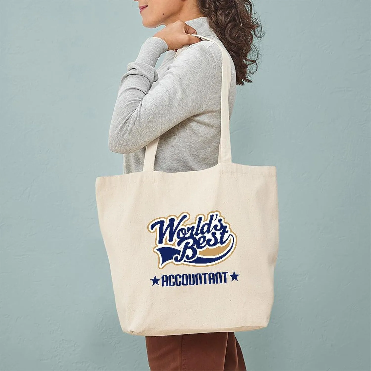 CafePress Worlds Best Accountant Tote Bag Reusable Natural Beige Canvas Shopping Bag