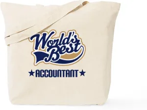 CafePress Worlds Best Accountant Tote Bag Reusable Natural Beige Canvas Shopping Bag