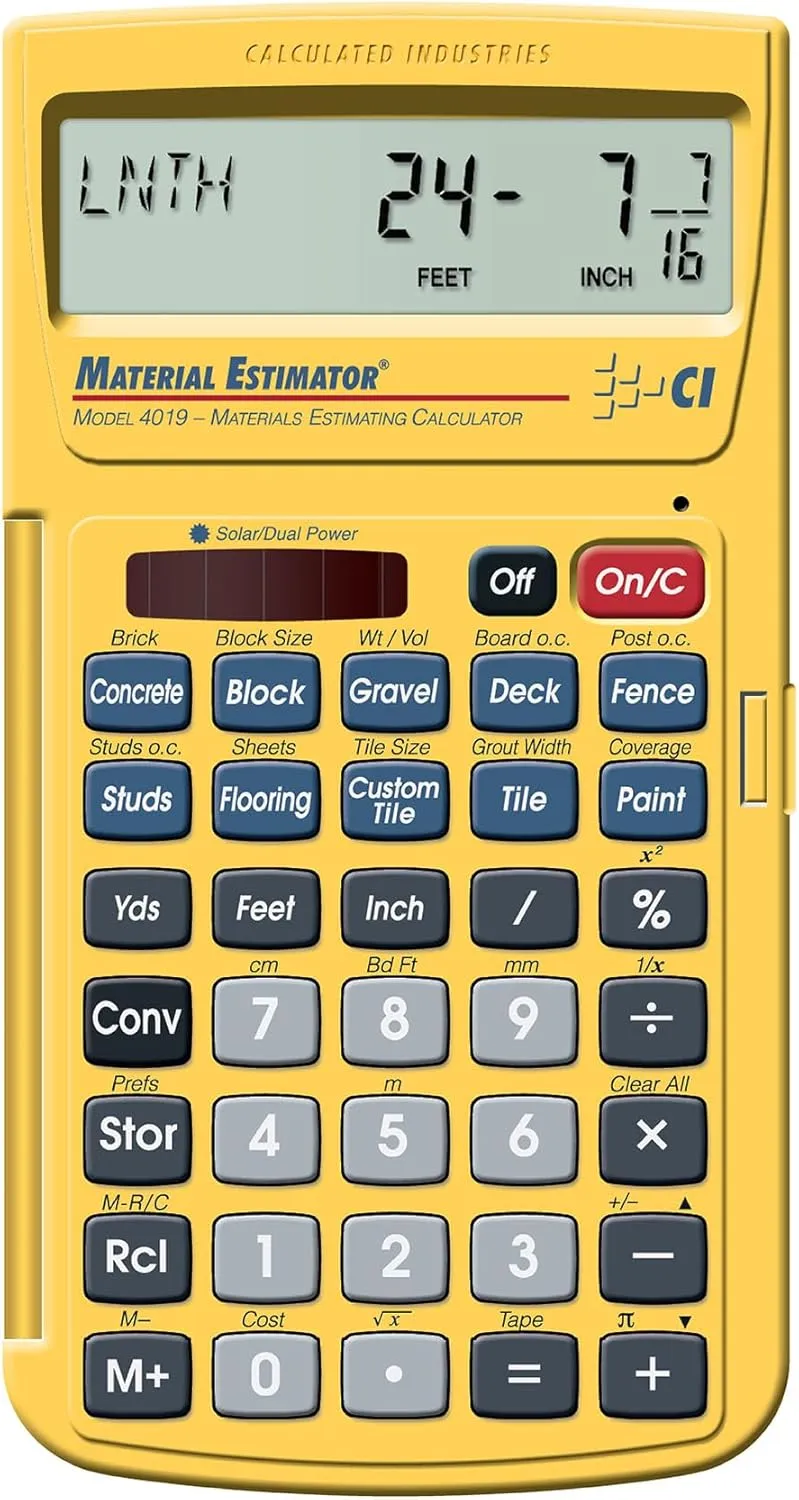 Calculated Industries 4019 Material Estimator Calculator | Finds Project Building Material Costs for DIY’s, Contractors, Tradesmen, Handymen and Construction Estimating Professionals,Yellow