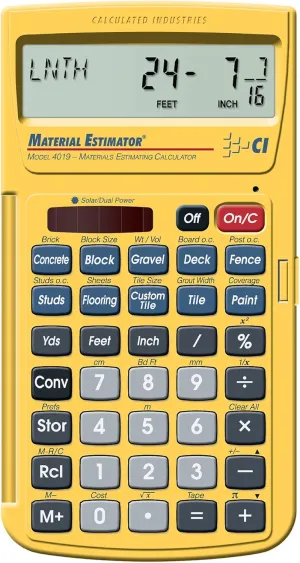 Calculated Industries 4019 Material Estimator Calculator | Finds Project Building Material Costs for DIY’s, Contractors, Tradesmen, Handymen and Construction Estimating Professionals,Yellow