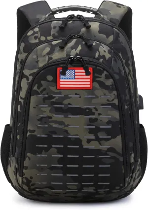 Camo Backpack for boys, Teen Boys Backpacks for School,Camo Bookbag for kid,Small Tactica Backpack for outdoor,with USB Charging Port,40L