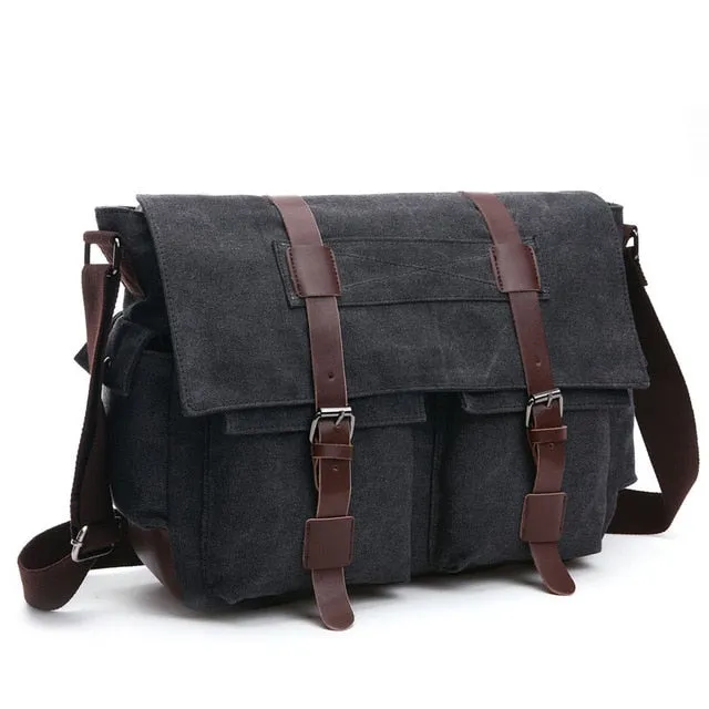 Canvas Crossbody Pack Retro Casual Office Travel Bag