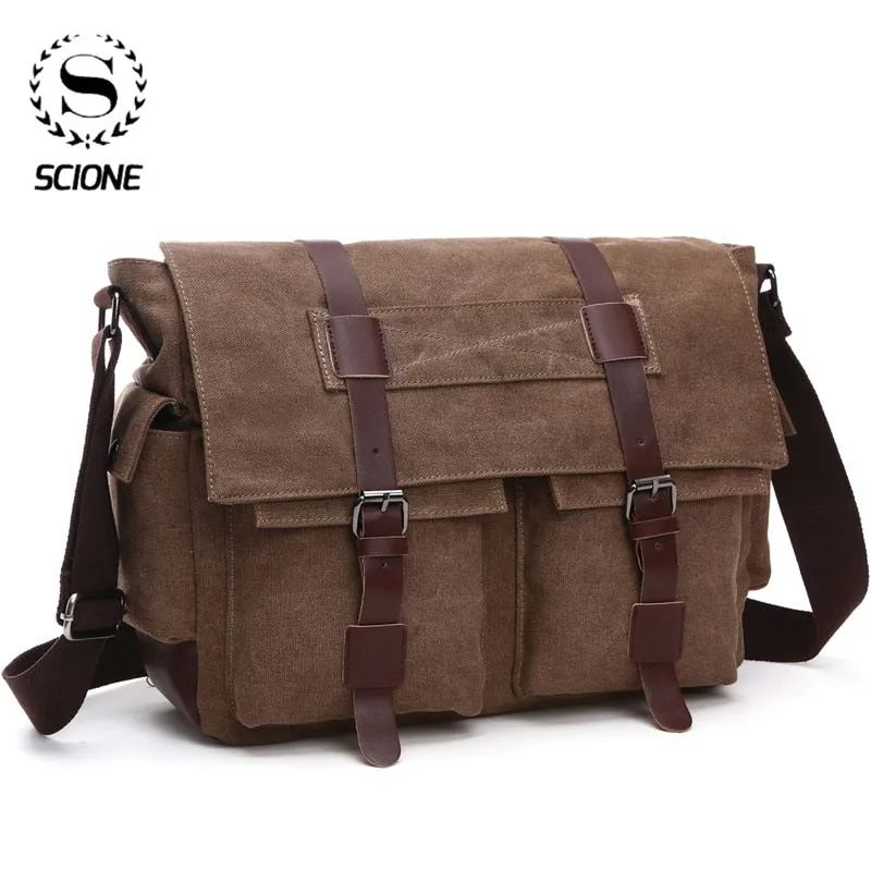 Canvas Crossbody Pack Retro Casual Office Travel Bag