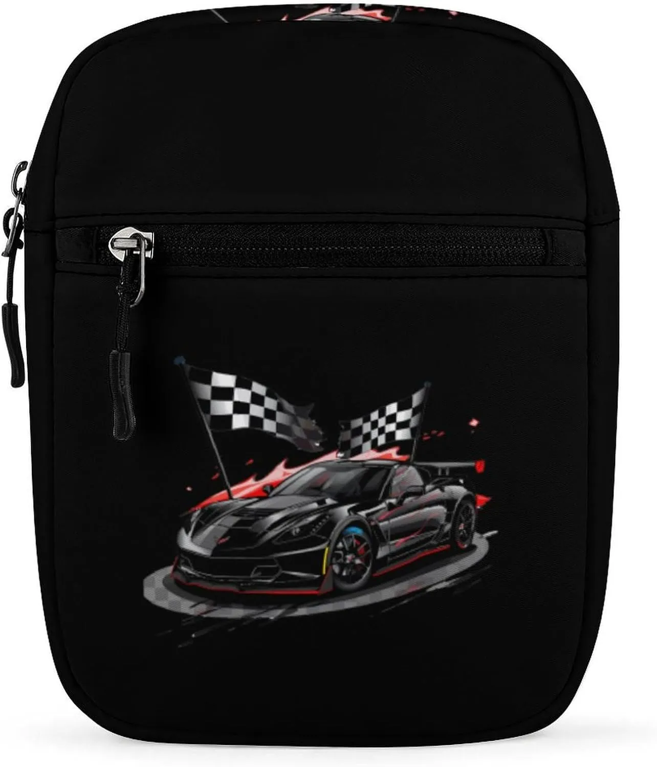 Car Racing Automobile Sport Racer Checkered Flag Small Crossbody Bags Mini Shoulder Bag Travel Messenger Bag for Men Women