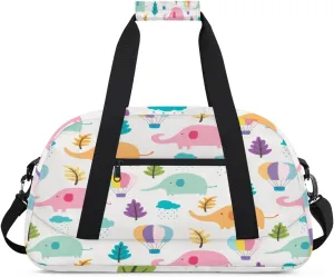 Cartoon Elephant Gym Duffel Bag for Men Women Colored Elephant Sports Tote Bag with Adjustable Shoulder Strap for Dance Gymnastics Traveling Outdoor Camping Overnight Stay