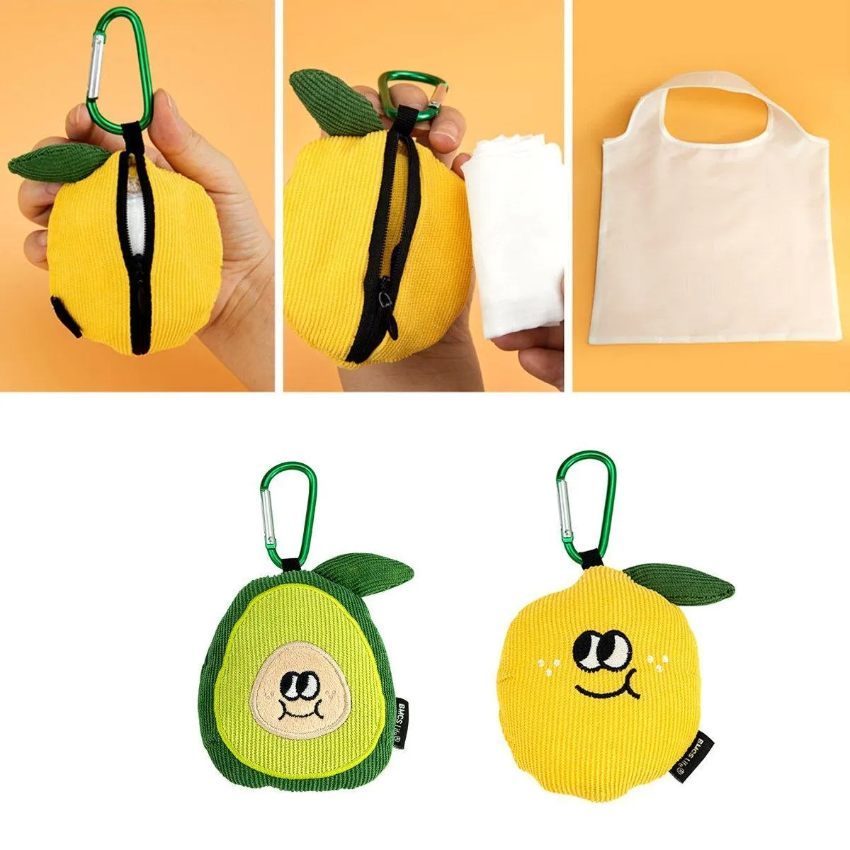 Cartoon Fruit Shopping Bag Cute Doll Folding Eco-Friendly Pendant Tote Bag