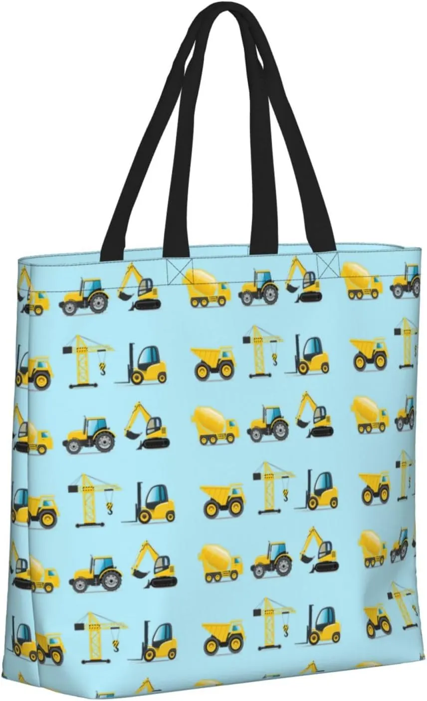 Cartoon Heavy Machinery Truck Tote Bag For Women, Large Shoulder Bag Top Handle Handbag For Travel, Work