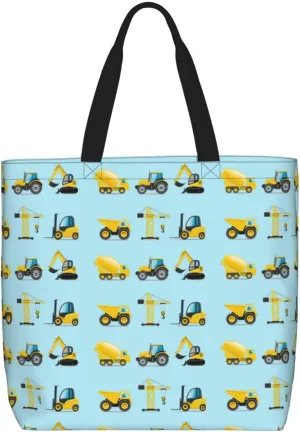 Cartoon Heavy Machinery Truck Tote Bag For Women, Large Shoulder Bag Top Handle Handbag For Travel, Work