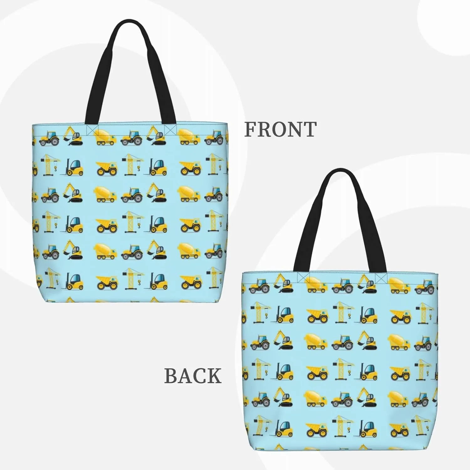 Cartoon Heavy Machinery Truck Tote Bag For Women, Large Shoulder Bag Top Handle Handbag For Travel, Work