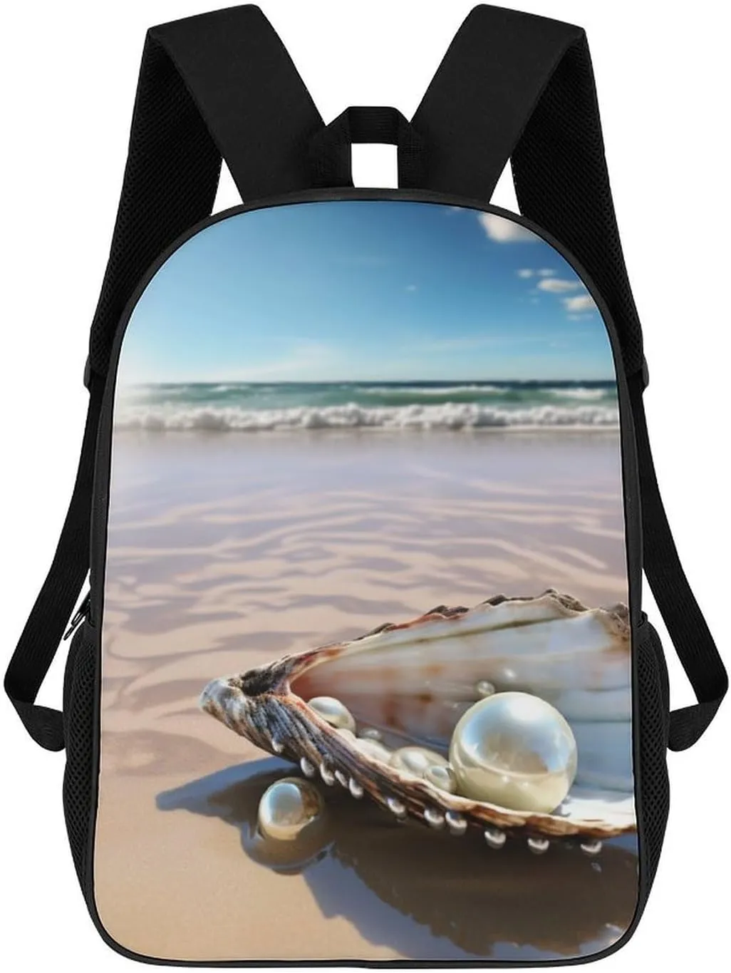 Casual Backpack for Men Women Waterproof Lightweight Daypack Travel Laptop Bag Beach Mussel Pearl