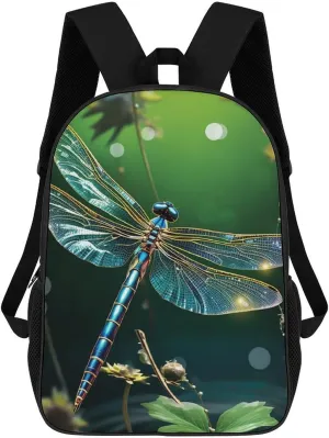 Casual Backpack for Men Women Waterproof Lightweight Daypack Travel Laptop Bag Dragonfly Green