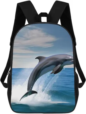 Casual Backpack for Men Women Waterproof Lightweight Daypack Travel Laptop Bag Jumping Up Dolphins