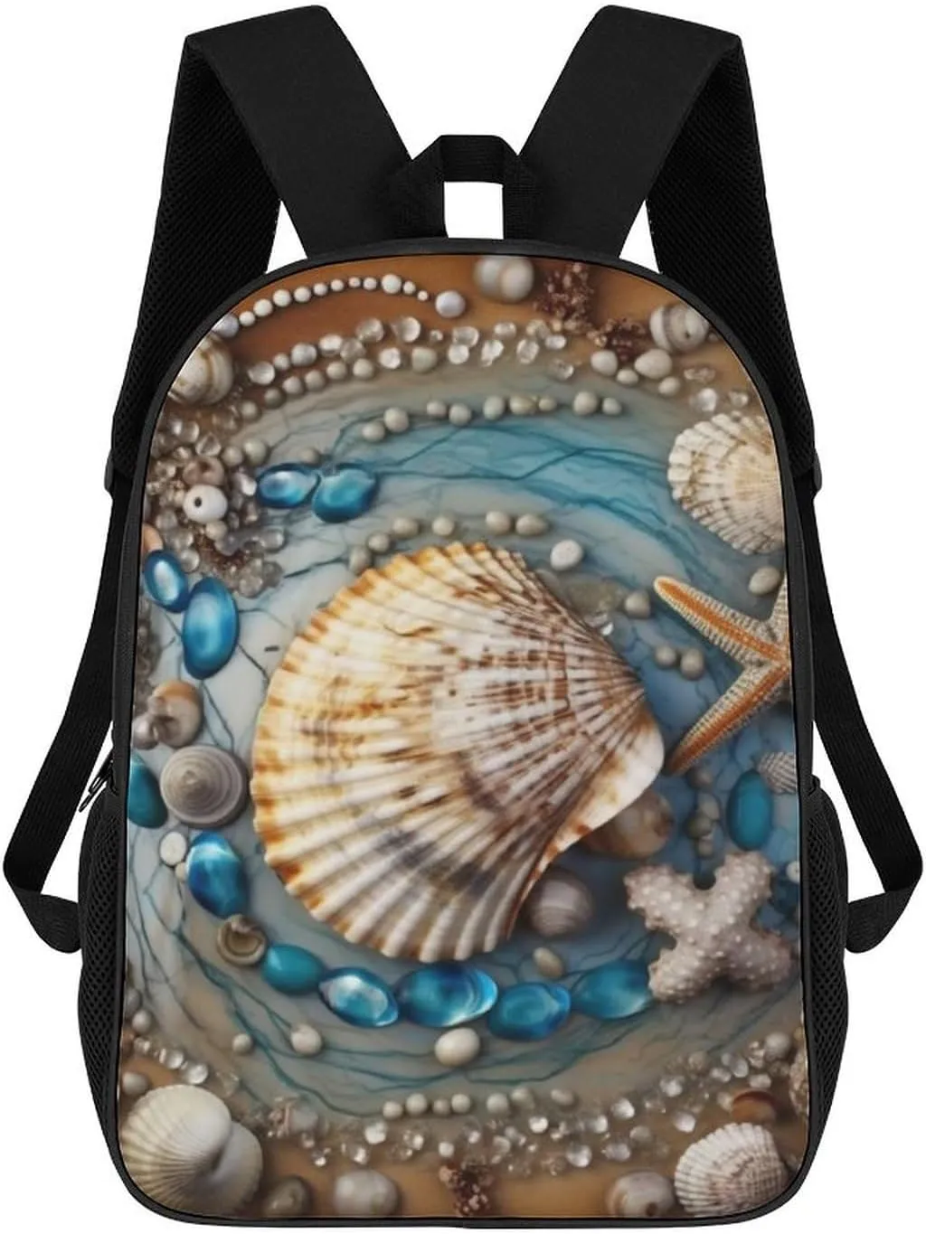 Casual Backpack for Men Women Waterproof Lightweight Daypack Travel Laptop Bag Ocean Shell Art