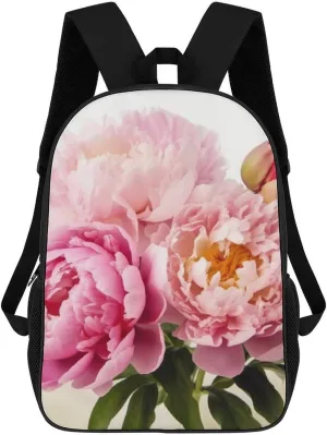 Casual Backpack for Men Women Waterproof Lightweight Daypack Travel Laptop Bag Peony Flowers Blossom