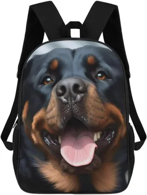 Casual Backpack for Men Women Waterproof Lightweight Daypack Travel Laptop Bag Rottweiler Dogs Tongue Head