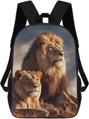 Casual Backpack for Men Women Waterproof Lightweight Daypack Travel Laptop Bag Two Lions