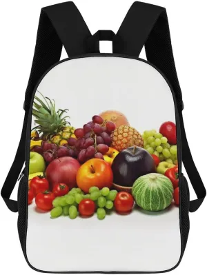 Casual Backpack for Men Women Waterproof Lightweight Daypack Travel Laptop Bag Variety Fresh Vegetables Fruits