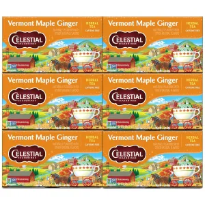 Celestial Seasonings Herbal Tea, Vermont Maple Ginger, Caffeine Free, 20 Count (Pack of 6)