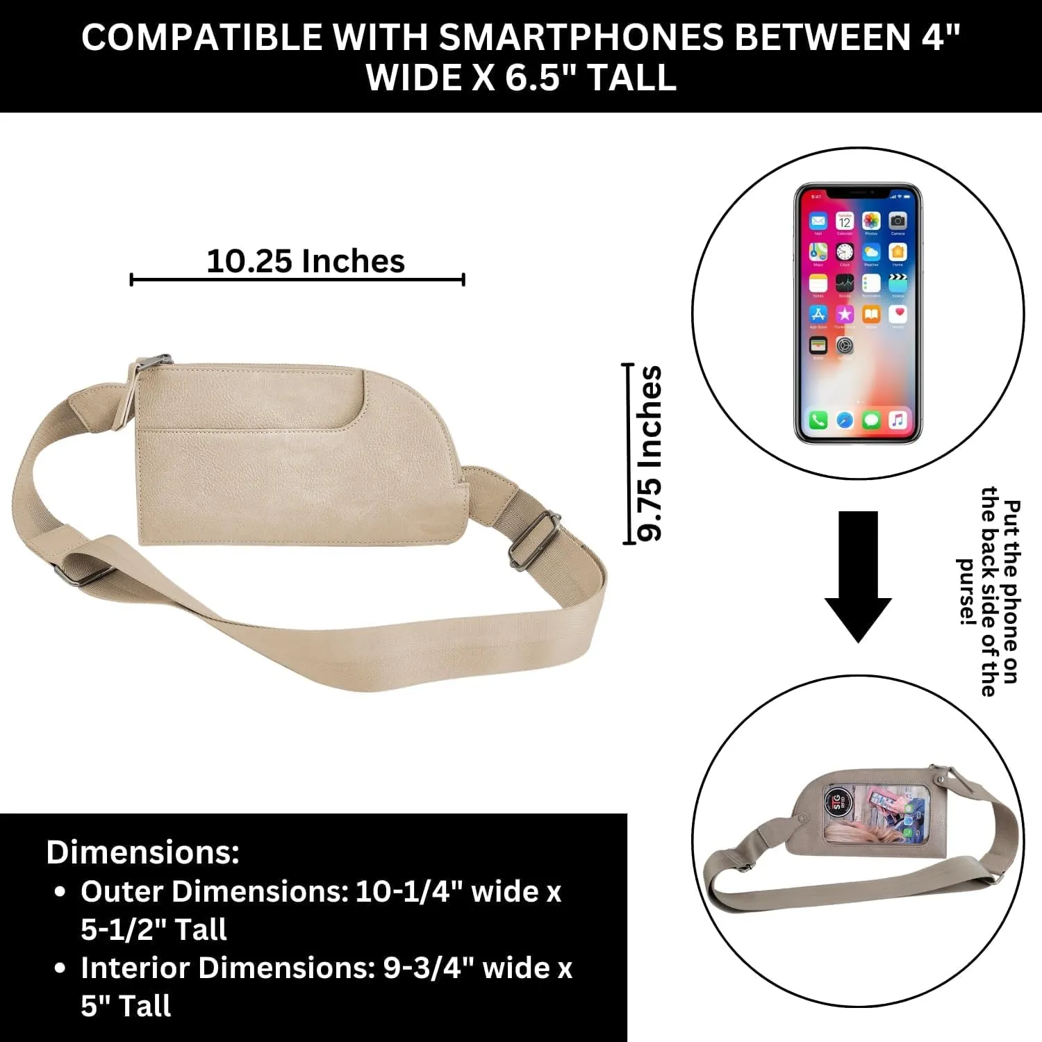 Cell Phone RFID Sling Bag - Touch Screen Women’s Sling Purse Crossbody for Woman (RFID BFF)