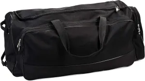 Champion Sports Wheeled Equipment Bag: Large Nylon Athletic Travel Bag with Wheels for Baseball, Football, Basketball, Soccer, Hockey, and Training , Black