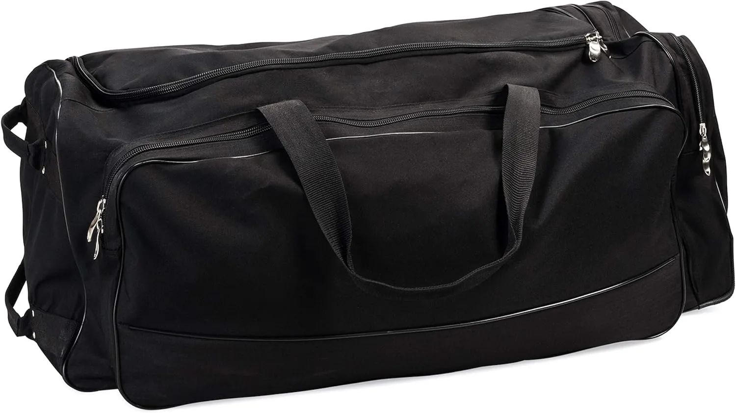 Champion Sports Wheeled Equipment Bag: Large Nylon Athletic Travel Bag with Wheels for Baseball, Football, Basketball, Soccer, Hockey, and Training , Black