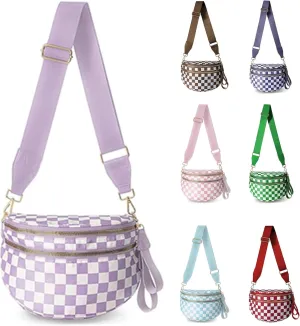 Checkered Cross Body Bag Women, 2025 New Nuvore Messenger, Women's Messenger Waist, Plaid Waist Bag