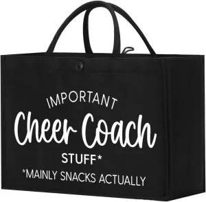 Cheer Coach Tote Bags for Women Cheer Coach Bag Cheerleading Cheerleader Gifts for Women Cheer Coach Tote Bag for Physical Education Team Gym Ballet Dance Coach (Black)