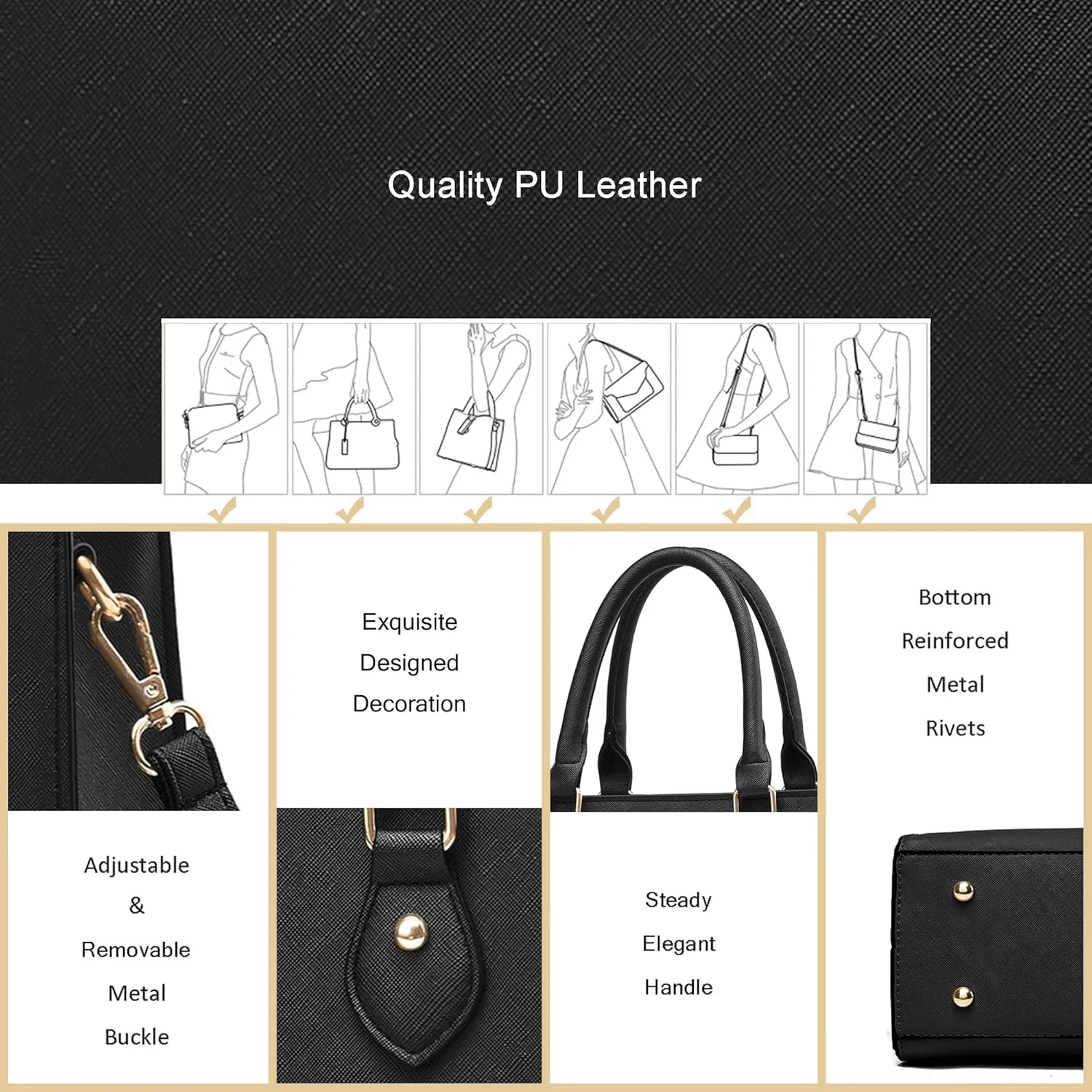 CHICAROUSAL Crossbody Purses and Handbags for Women PU Leather Tote Top Handle Satchel Shoulder Bags