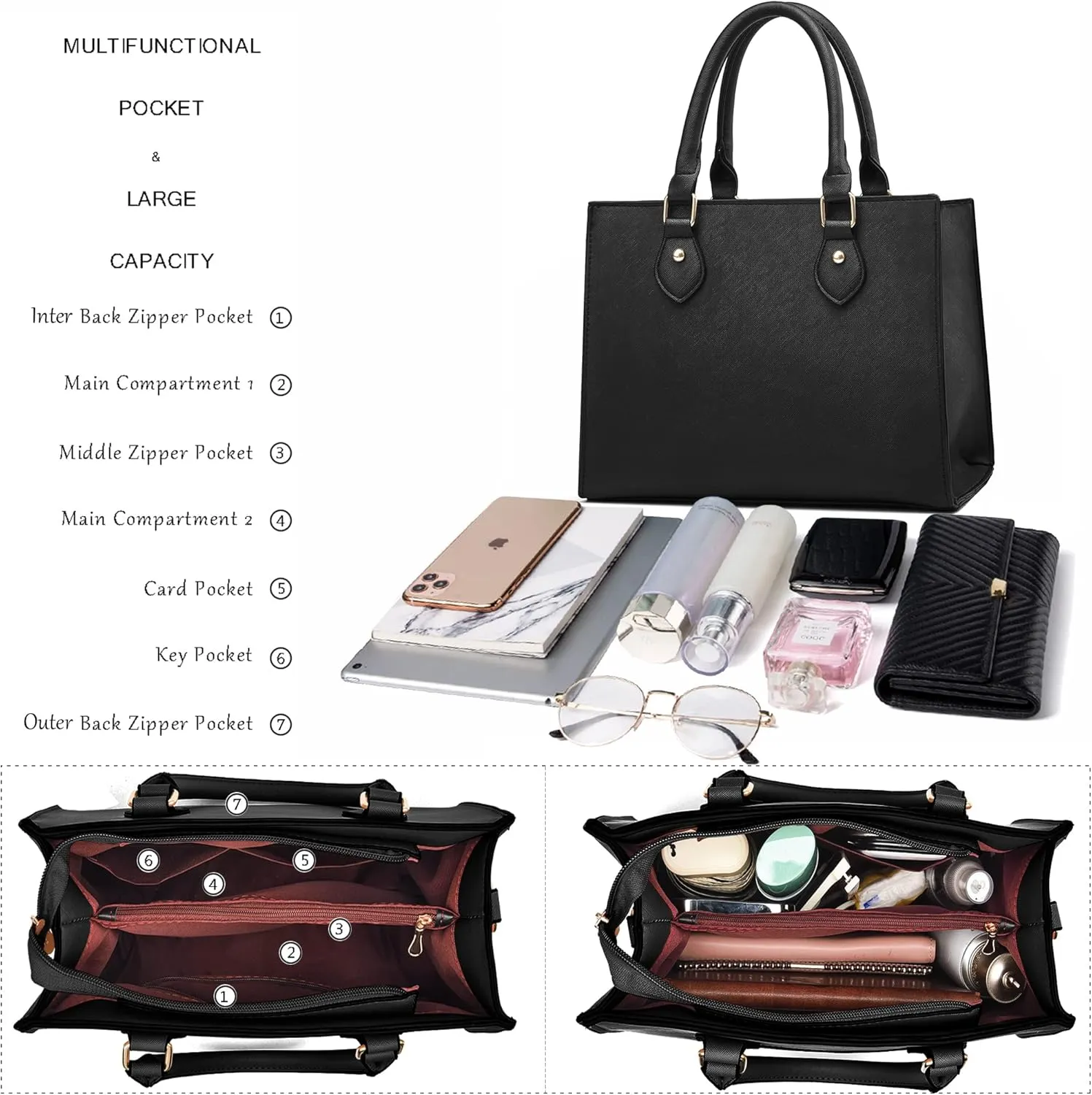 CHICAROUSAL Crossbody Purses and Handbags for Women PU Leather Tote Top Handle Satchel Shoulder Bags