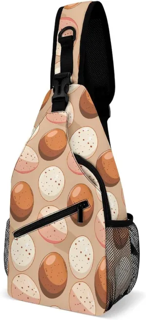 Chicken Eggs Funny Crossbody Sling Bag Novelty Chest Bags Shoulder Backpack For Travel Hiking 15×8×4 Inches