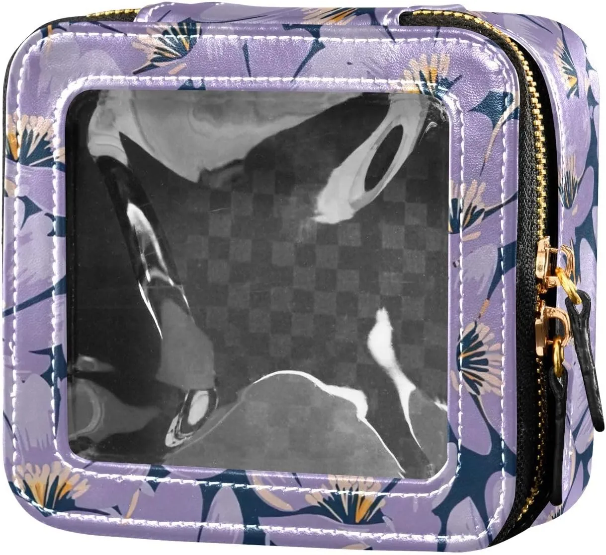 CHIFIGNO Cool Lilac Dark Makeup Cosmetic Bag,Cosmetic Bag for Traveling,Toiletry Bags for Traveling Women