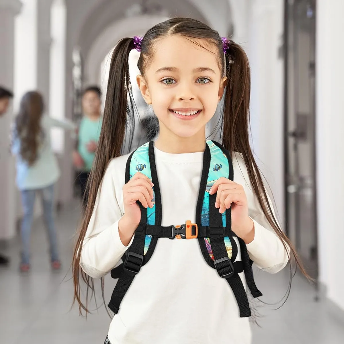 CHIFIGNO Custom Kids Backpacks for Girls and Boys with Name, Cartoon Sharks Personalized Kids Travel Bag Back to School