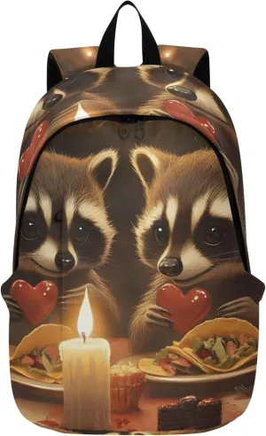 CHIFIGNO Funny Raccoons Candlelight Dinner Womens Casual Backpack Daypack Everyday Gifts for College Students