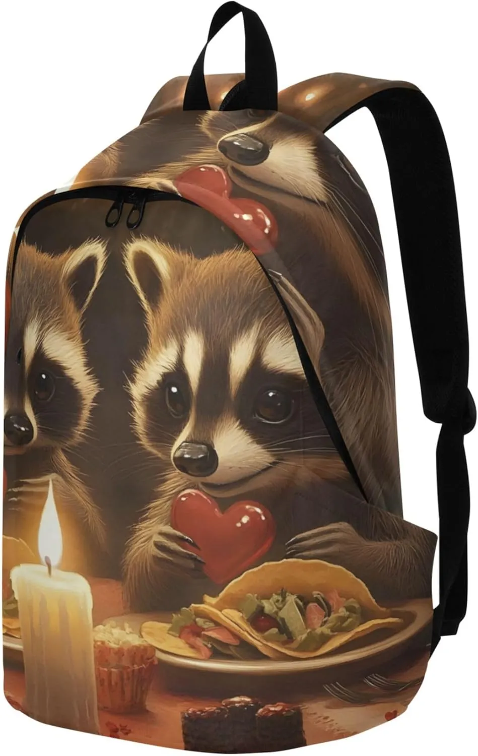 CHIFIGNO Funny Raccoons Candlelight Dinner Womens Casual Backpack Daypack Everyday Gifts for College Students