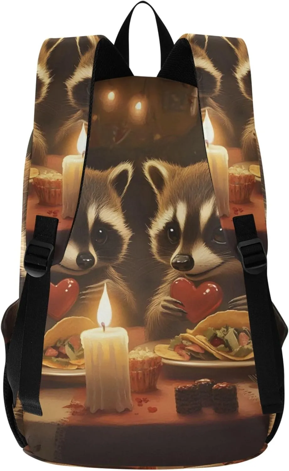 CHIFIGNO Funny Raccoons Candlelight Dinner Womens Casual Backpack Daypack Everyday Gifts for College Students