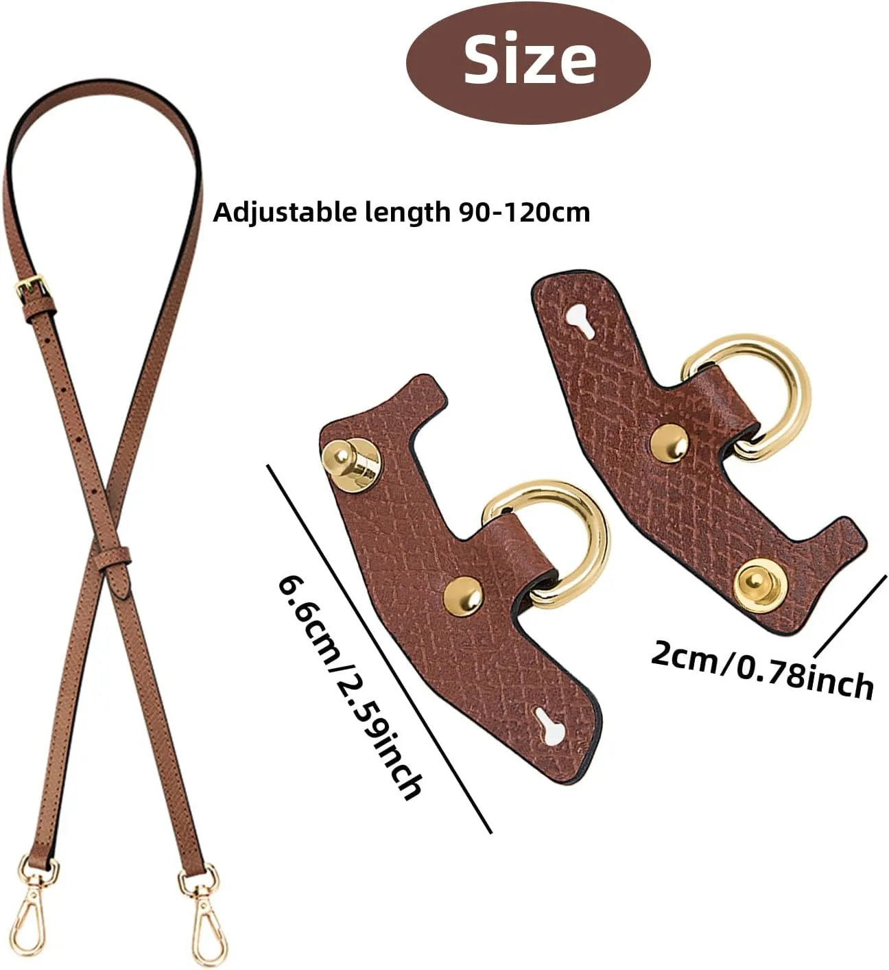 Chispee Bag Strap Accessories for Crossbody Bag Punch-Free Real Leather Shoulder Strap Perforated Conversion Accessories