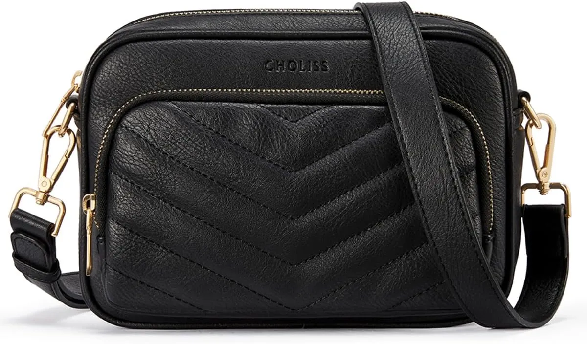 CHOLISS Quilted Crossbody Bags for Women RFID Vegan Leather Travel Purse Small Shoulder Handbags with Built in Wallet