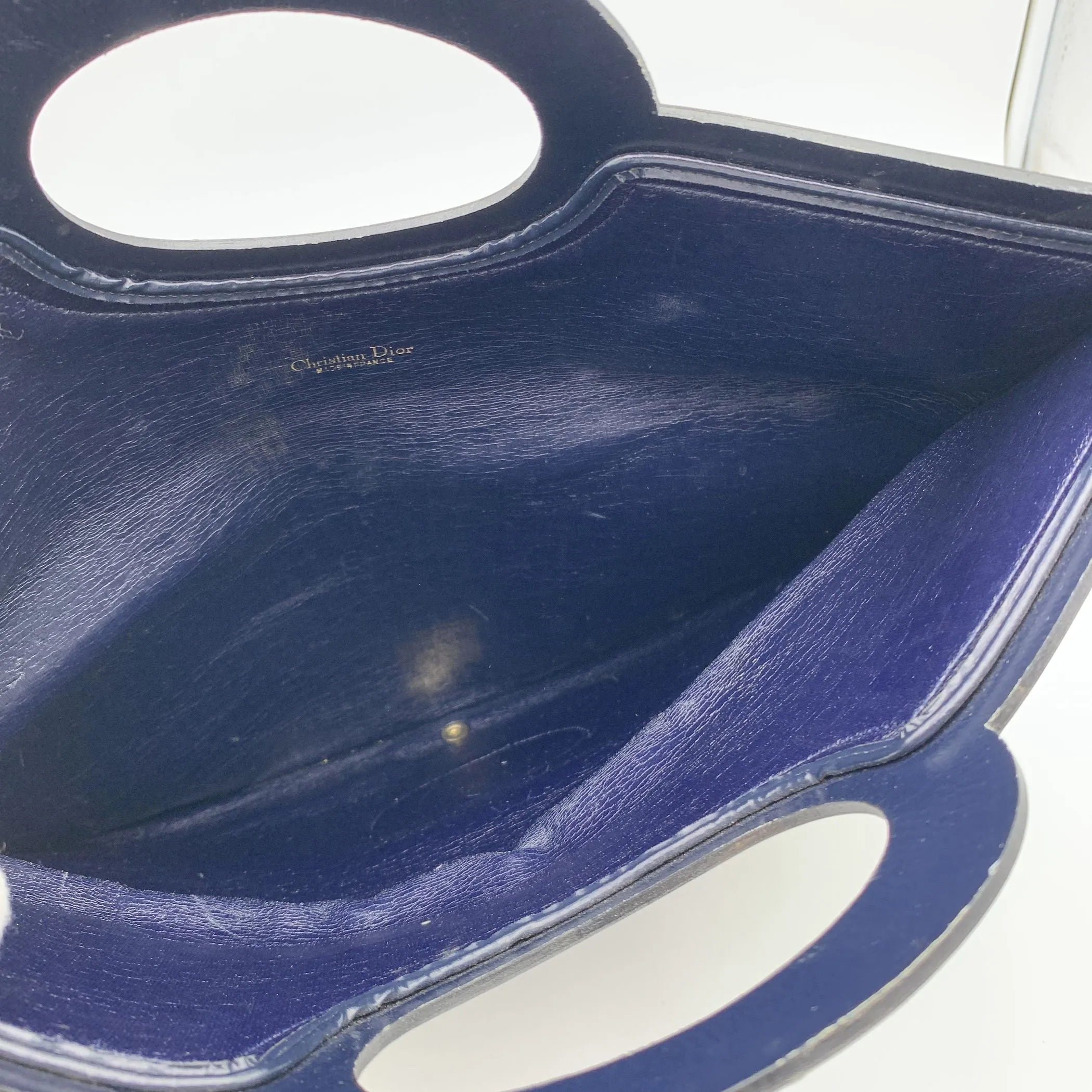 CHRISTIAN DIOR Vintage Blue Logo Canvas Foldable Tote Clutch Bag