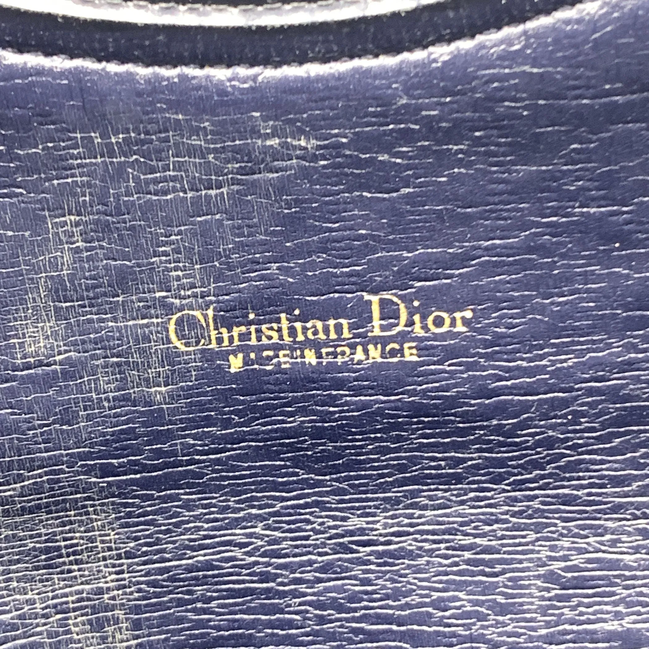 CHRISTIAN DIOR Vintage Blue Logo Canvas Foldable Tote Clutch Bag