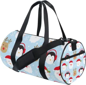 Christmas Santa Penguin Reindeer Duffel Bag Canvas Travel Weekender Luggage Gym Handbag for Men Women